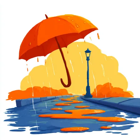 Regenschirm und Laterne bei schlechter Wetterlage